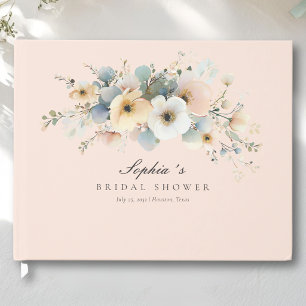 Soft Bloom Elegant Bridal Shower Peach Guest Book