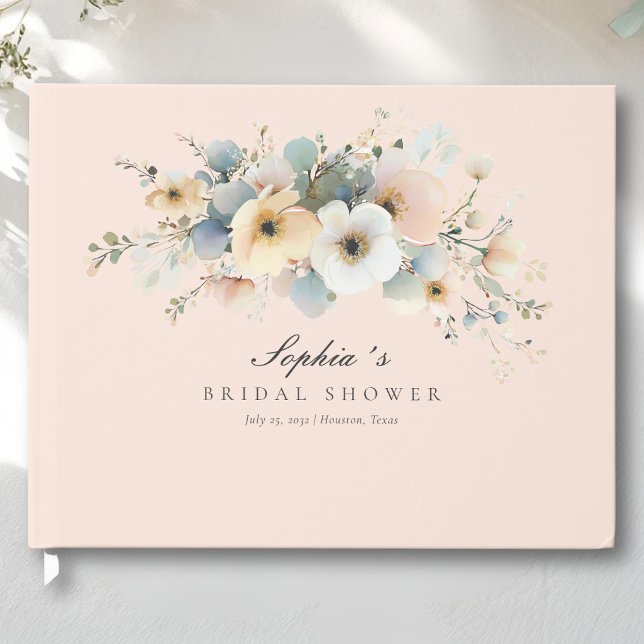 Soft Bloom Elegant Bridal Shower Peach Guest Book (Soft Bloom Elegant Bridal Shower Peach Guest Book)