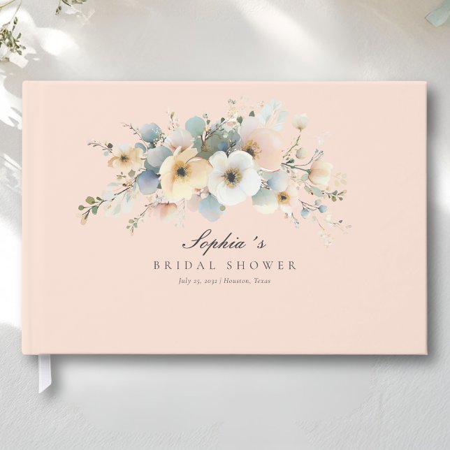 Soft Bloom Elegant Bridal Shower Peach Guest Book (Soft Bloom Elegant Bridal Shower Peach Guest Book)