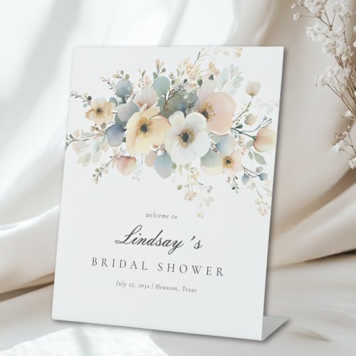 Soft Bloom Elegant Bridal Shower Welcome  Pedestal Sign
