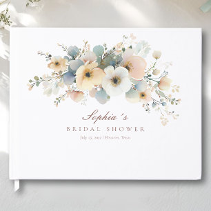 Soft Bloom Elegant Bridal Shower White Guest Book