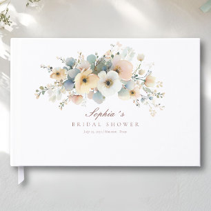 Soft Bloom Elegant Bridal Shower White Guest Book