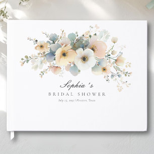 Soft Bloom Elegant Bridal Shower White Guest Book
