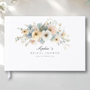 Soft Bloom Elegant Bridal Shower White Guest Book