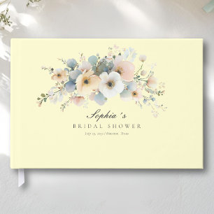 Soft Bloom Elegant Bridal Shower Yellow Guest Book