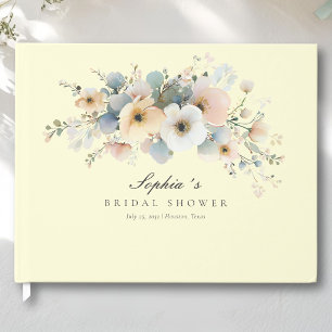 Soft Bloom Elegant Bridal Shower Yellow Guest Book