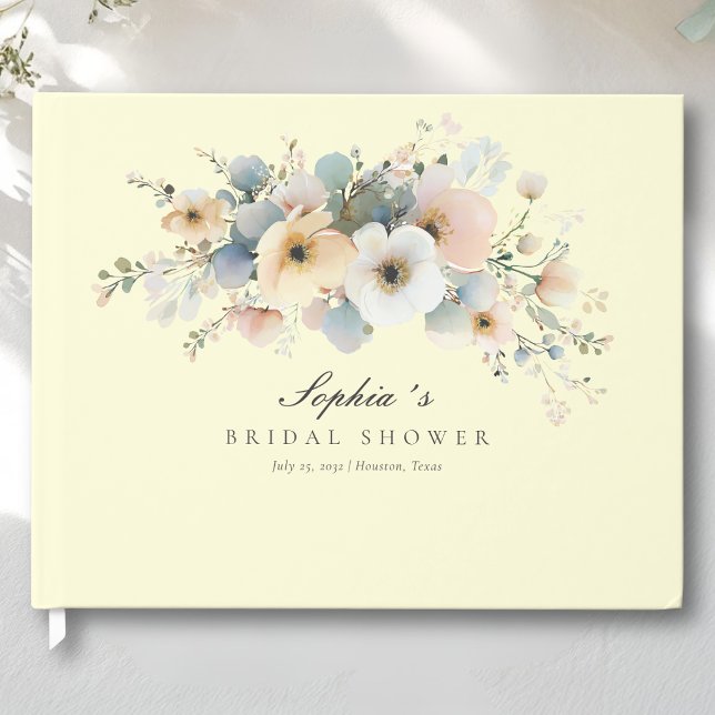 Soft Bloom Elegant Bridal Shower Yellow Guest Book (Soft Bloom Elegant Bridal Shower Yellow Guest Book)