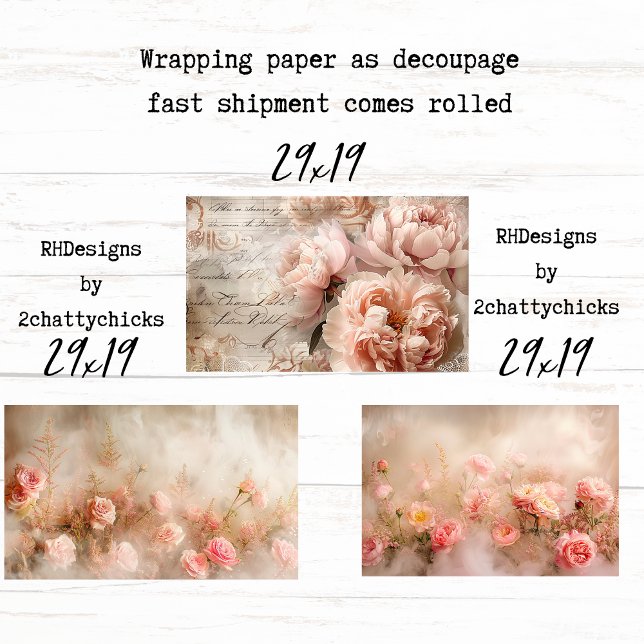 Soft Bloom Peach French Wrapping Decoupage Papers Paper Sheets (Creator Uploaded)