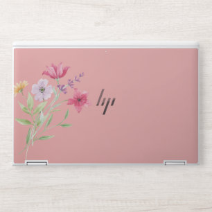 Soft bloom pink floral personalize HP laptop skin