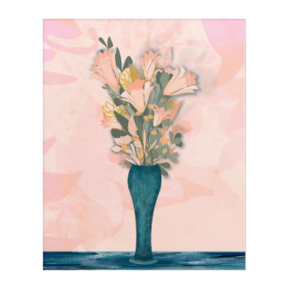 Soft Blooms in a Blue Vase Acrylic Print
