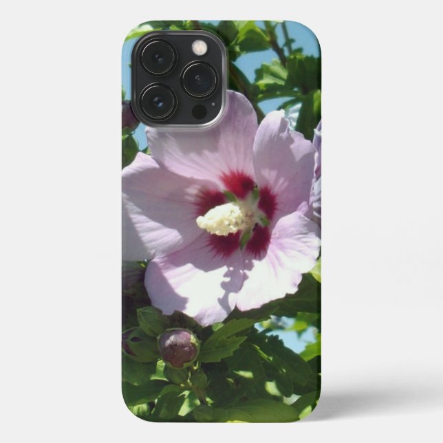 "Soft Blooms: Mauve Hibiscus Flower on a Tree" iPhone Case (Back)