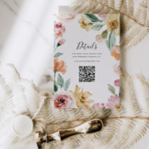 Soft Blooms Wedding Invitation Details QR Card