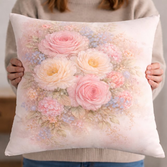 Soft Blossom Dreams  Throw Pillow (Creator Uploaded)