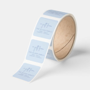 Soft Blue A Gift From Family Names Script Custom Square Sticker