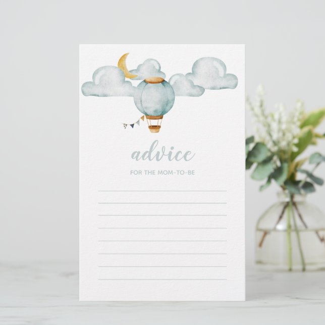 Soft Blue Advice for the Mom-To-Be Card - Baby (Standing Front)