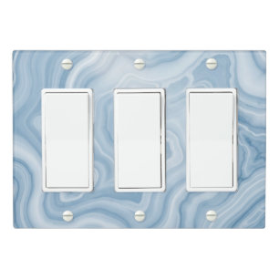 Soft Blue Agate Marble Swirl Abstract Light Switch Cover