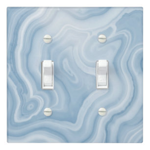 Soft Blue Agate Marble Swirl Abstract Light Switch Cover