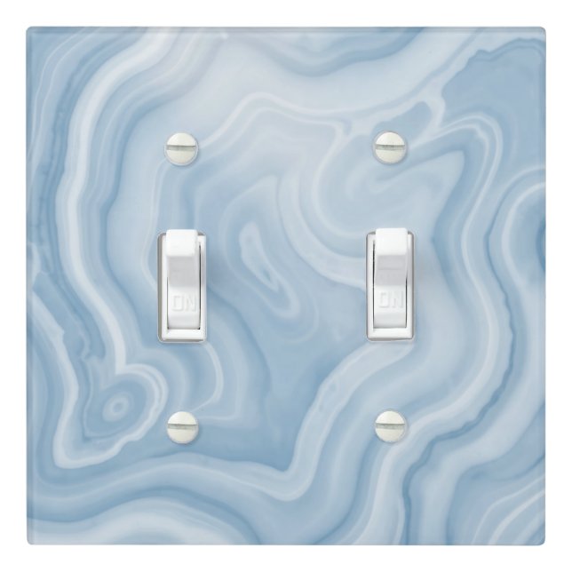 Soft Blue Agate Marble Swirl Abstract Light Switch Cover (In Situ)