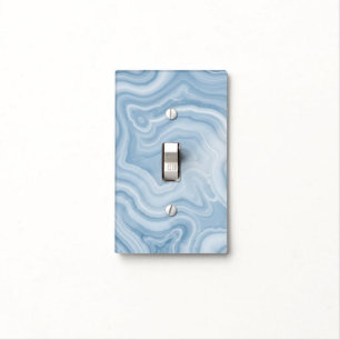 Soft Blue Agate Marble Swirl Abstract Light Switch Cover