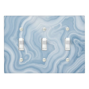 Soft Blue Agate Marble Swirl Abstract Light Switch Cover