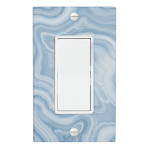 Soft Blue Agate Marble Swirl Abstract Light Switch Cover