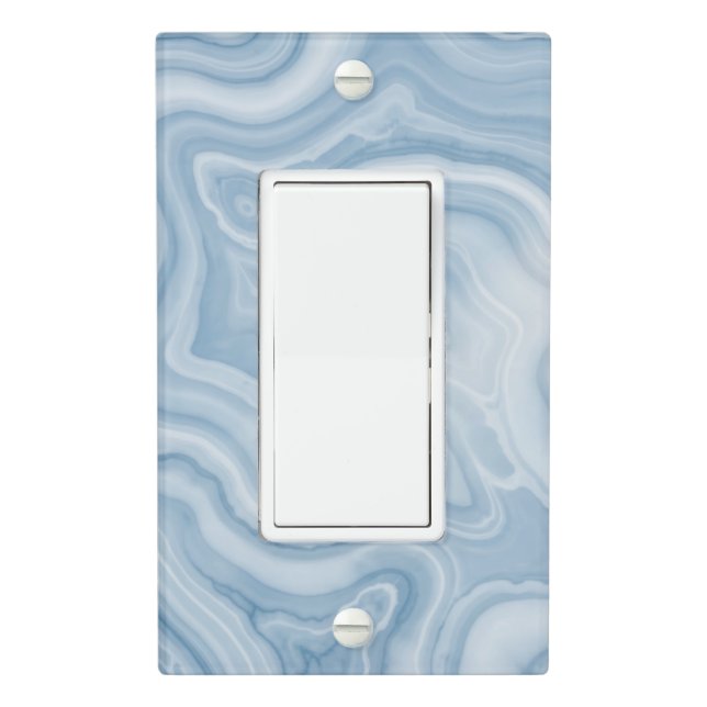 Soft Blue Agate Marble Swirl Abstract Light Switch Cover (In Situ)