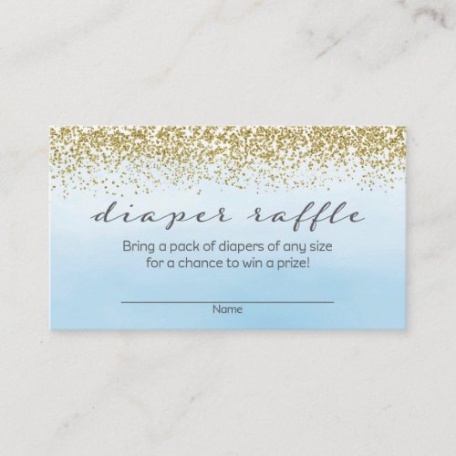 Soft Blue and Gold Baby Shower Diaper Raffle Enclosure Card