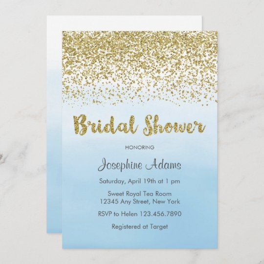 Soft Blue and Gold Bridal Shower Invitation | Zazzle.com