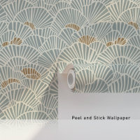 Soft Blue and Gold Fan Shell Art Deco