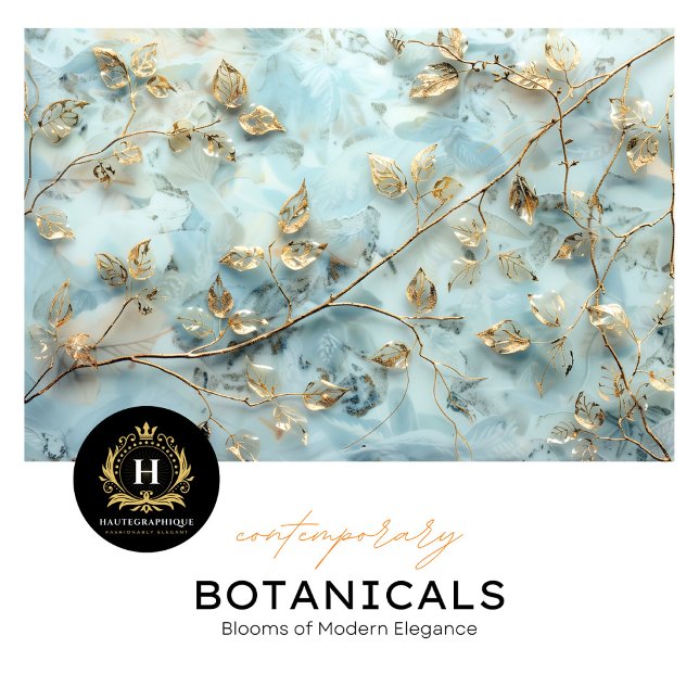 Soft Blue and Gold Leaf Tissue Paper (Creator Uploaded)