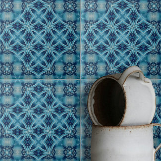 Soft Blue and Indigo Symmetrical Geometric Pattern