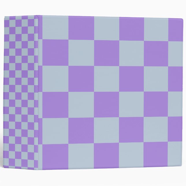 Soft Blue and Lavender Checkered 3 Ring Binder (Front/Spine)
