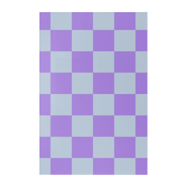Soft Blue and Lavender Checkered Acrylic Print (Front)