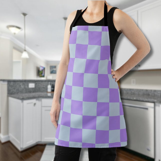 Soft Blue and Lavender Checkered Apron (Creator Uploaded)