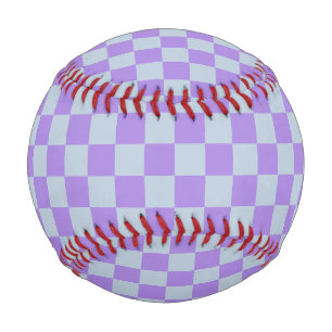 Soft Blue and Lavender Checkered Baseball