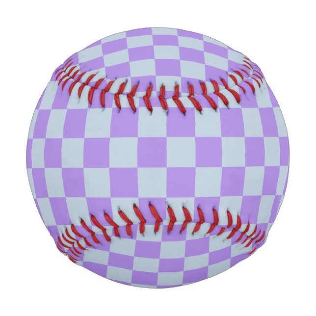 Soft Blue and Lavender Checkered Baseball (Front)