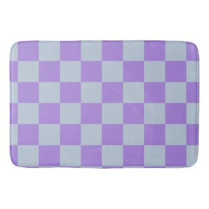 Soft Blue and Lavender Checkered Bath Mat