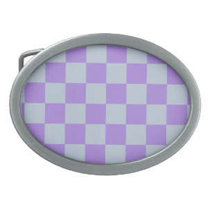 Soft Blue and Lavender Checkered Belt Buckle