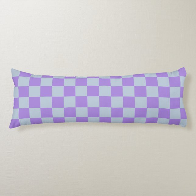 Soft Blue and Lavender Checkered Body Pillow (Front)