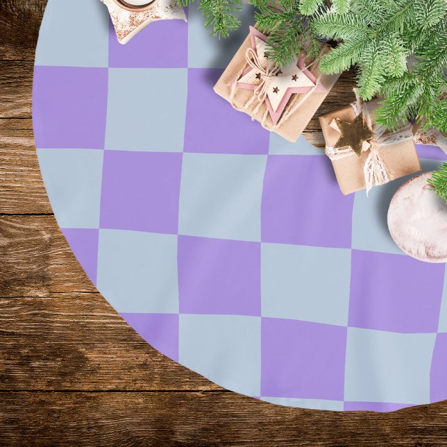 Soft Blue and Lavender Checkered Brushed Polyester Tree Skirt (Creator Uploaded)
