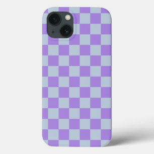 Soft Blue and Lavender Checkered iPhone 13 Case