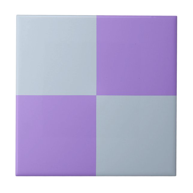 Soft Blue and Lavender Checkered Ceramic Tile (Front)