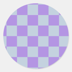 Soft Blue and Lavender Checkered Classic Round Sticker