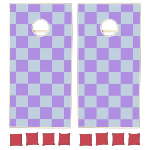 Soft Blue and Lavender Checkered Cornhole Set