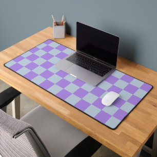 Soft Blue and Lavender Checkered Desk Mat