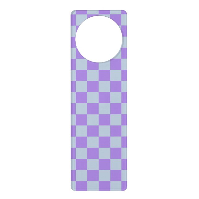 Soft Blue and Lavender Checkered Door Hanger (Front)
