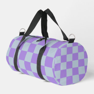 Soft Blue and Lavender Checkered Duffle Bag