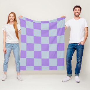 Soft Blue and Lavender Checkered Fleece Blanket