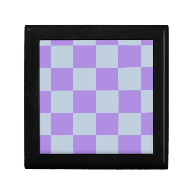 Soft Blue and Lavender Checkered Gift Box (Front)