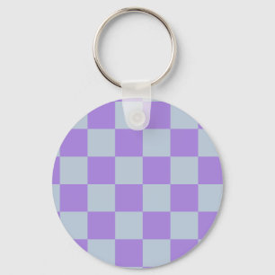Soft Blue and Lavender Checkered Keychain